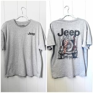 Jeep Tshirt Short Sleeve Crewneck Heather Gray Jeep Flag Cotton Unisex XL